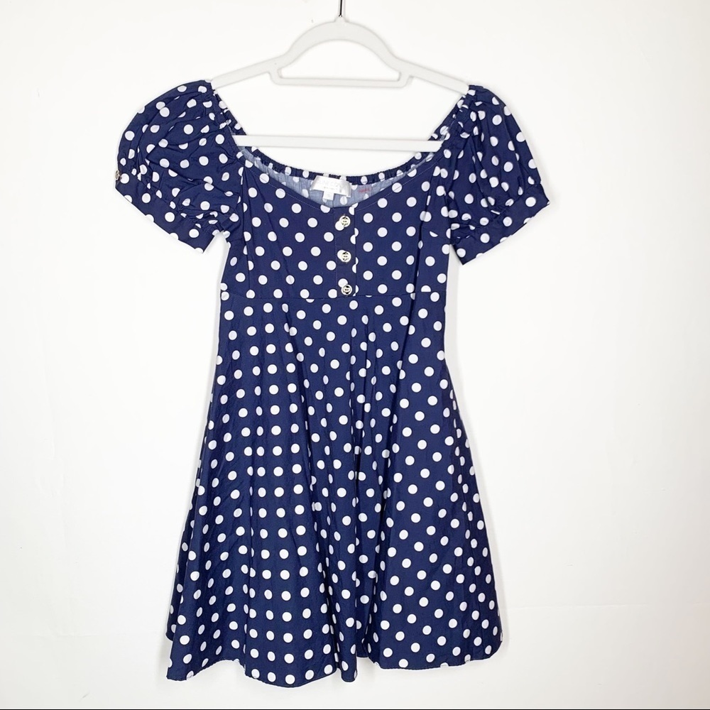 Caroline Constas  DINA MINI DRESS polka dot Navy Blue White Size Small